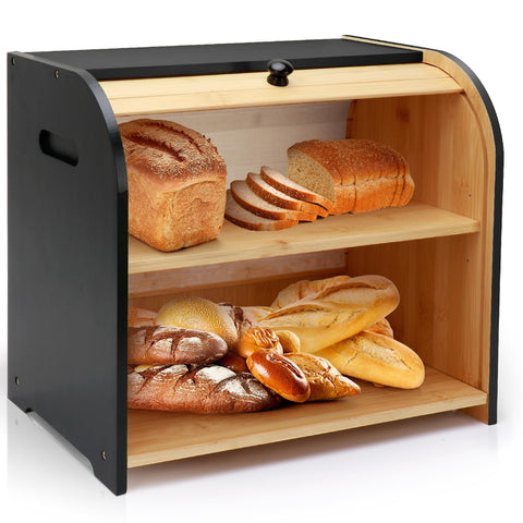 Thalomely caja-pan, vista frontal exterior, ayuda a mantener el pan fresco y organizado.