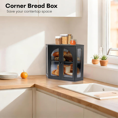 Thalomely caja pan doble capa interior: gran capacidad para pan bollos y snack