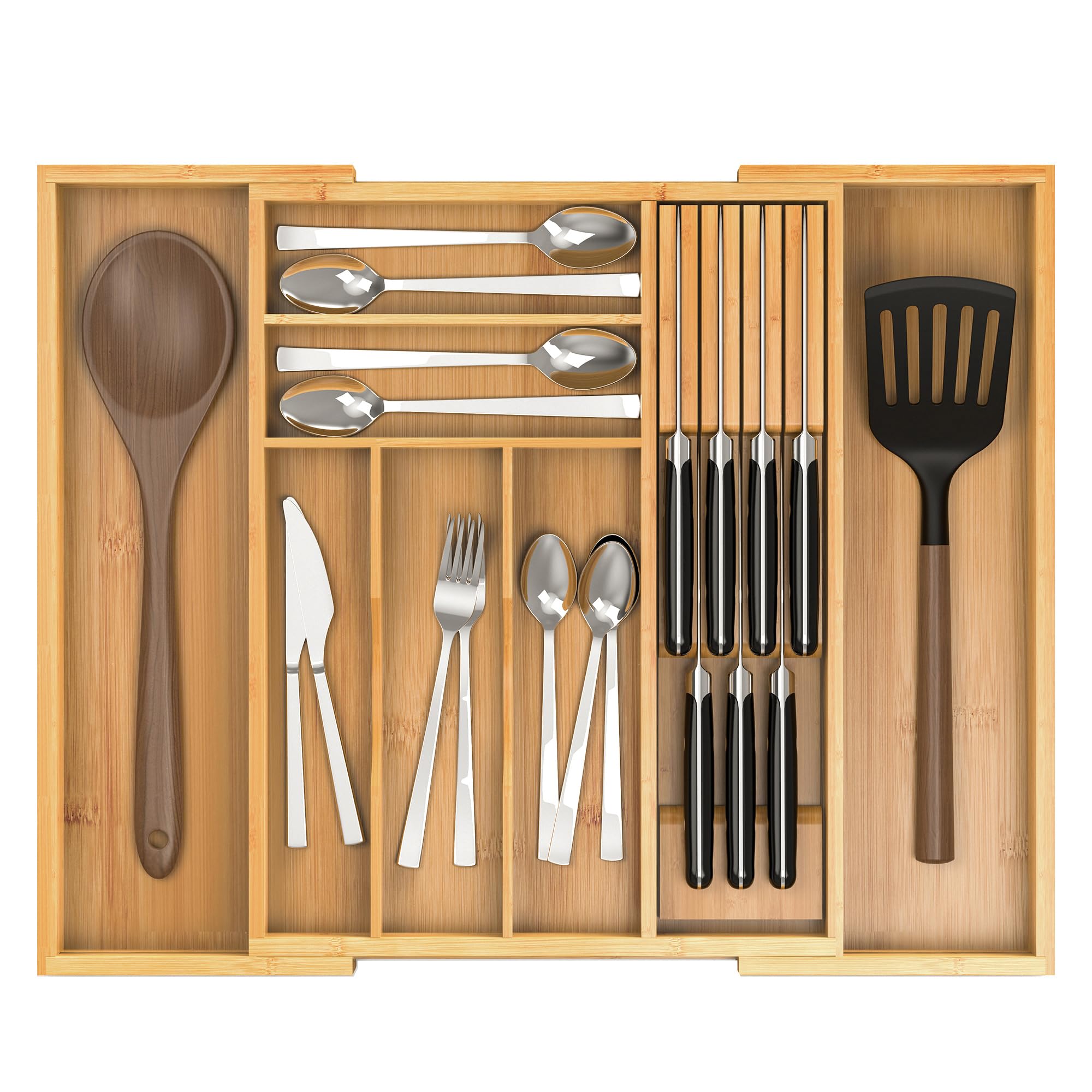 Thalomely cajón organizador de bambú extensible para cubiertos