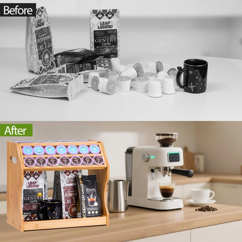 Thalomely organizador cafe condimentos dos niveles: encimera limpia y accesible.