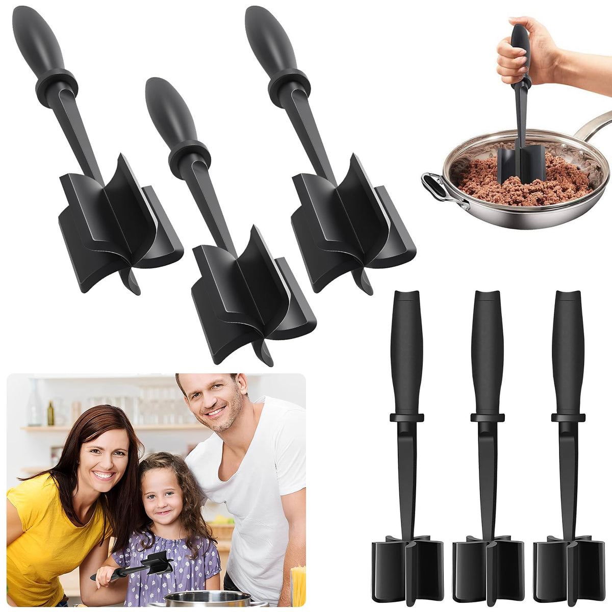 THDUJAYJAY cortadora de carne con 6 hojas curvas para picar carne rápidamente