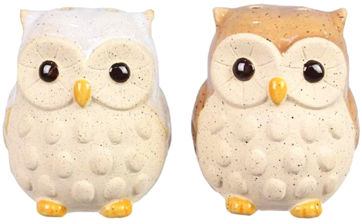 The Bridge Collection buho-sal-pimienta-ceramico-frente: adorno práctico para la cocina diaria