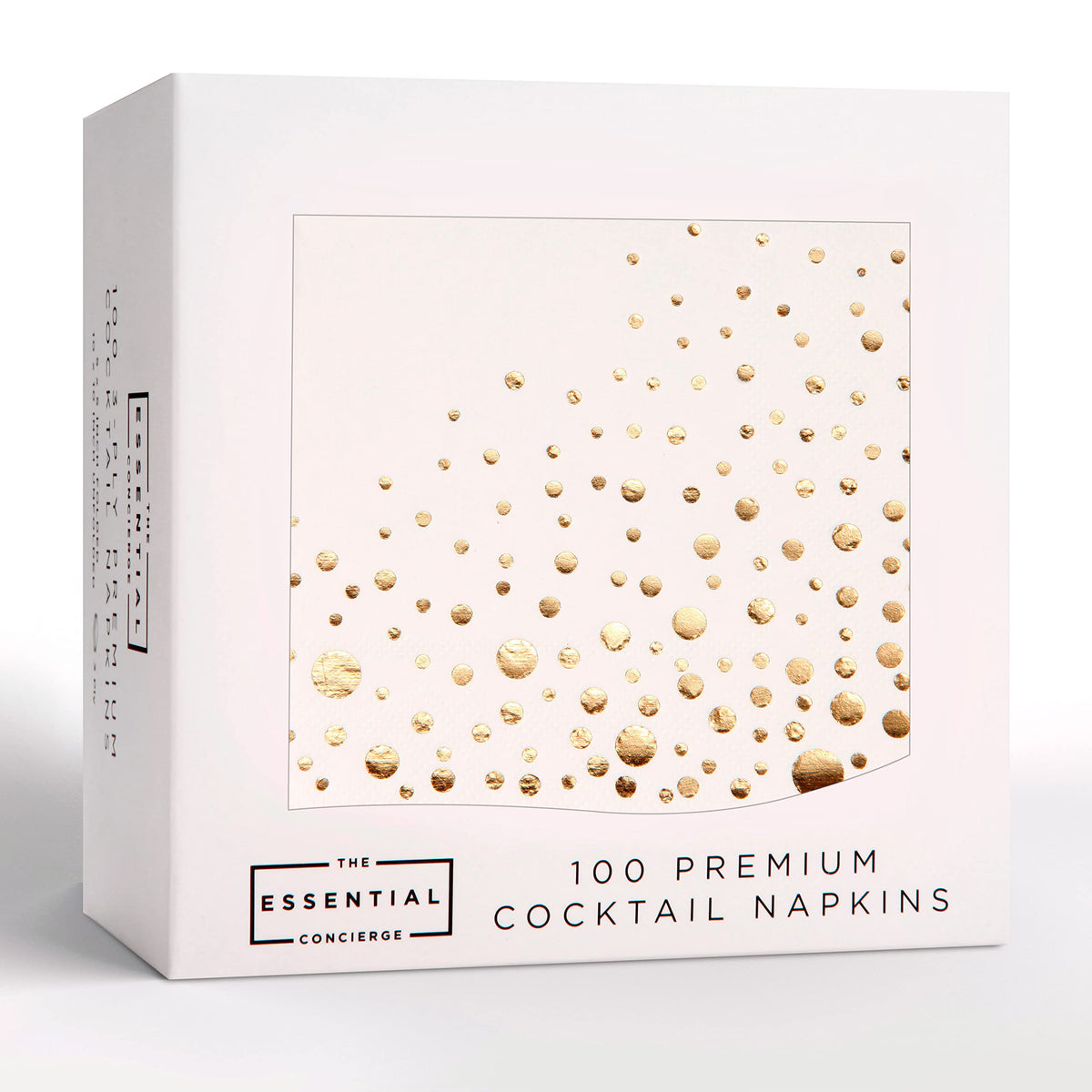 The Essential Concierge servilletas coctel oro 5x5: ideal para brindar y decorar.