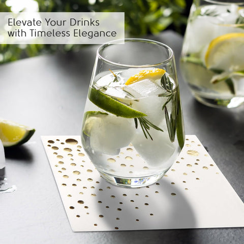 The Essential Concierge servilletas oro-blanco 5x5: combinan con cualquier tema.