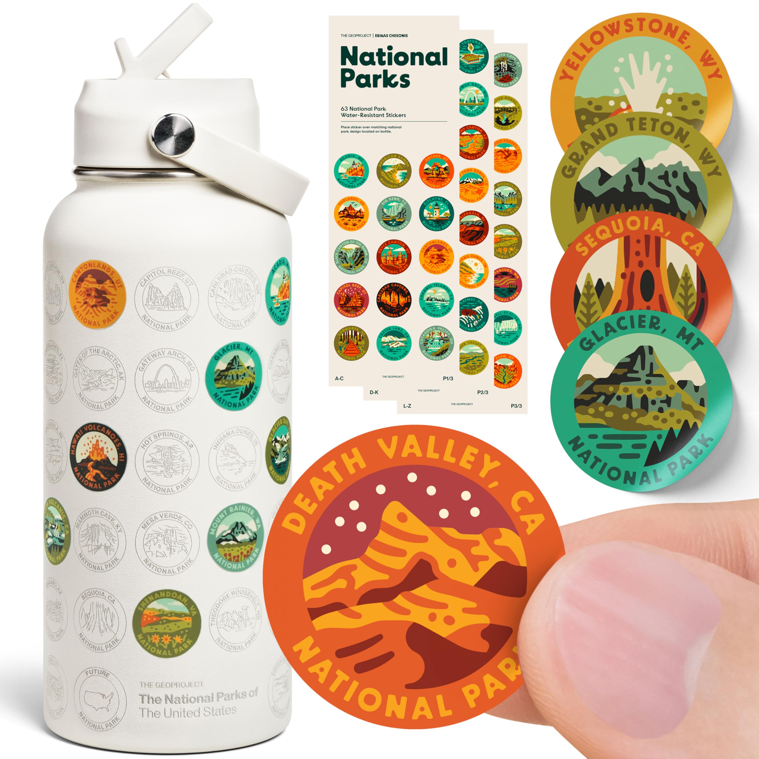 Botella THE GEOPROJECT Parques Nacionales 32 oz tostada para mantener bebidas frías en excursiones.