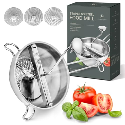 The Hungry Artisan molinillo de alimentos con mango ergonómico para giros suaves en la cocina.