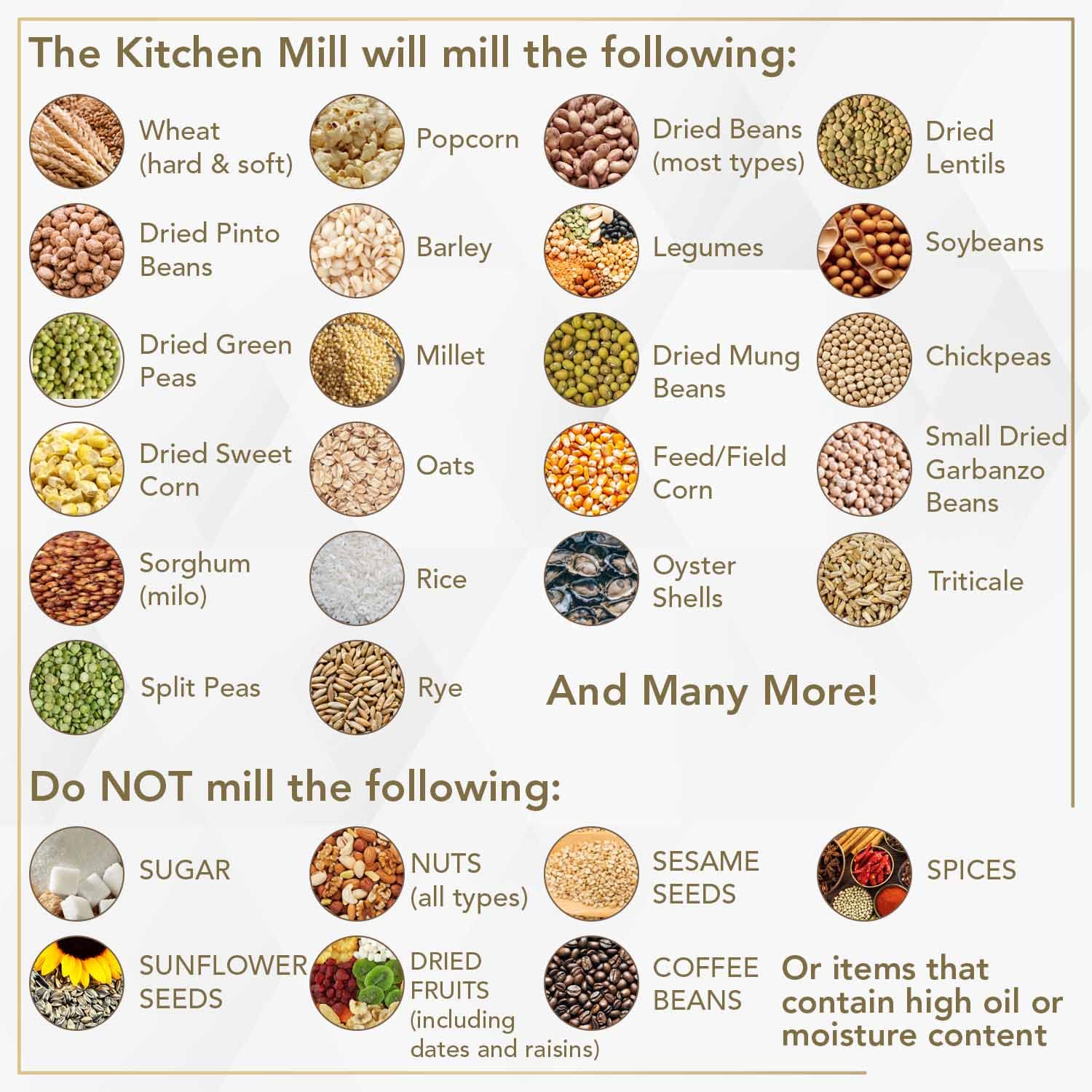 The Kitchen Mill, limpieza fácil con cepillo de panadero para mantenimiento rápido.