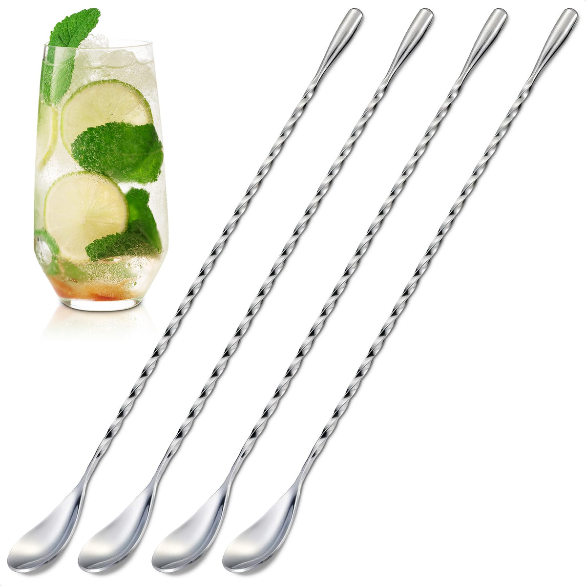 The Little Green Change: cucharas bar de 12 pulgadas para mezclar cócteles con precisión.