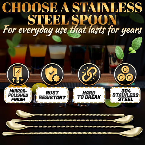 The Little Green Change: cucharas de bar en acero inoxidable, duraderas para el uso diario.