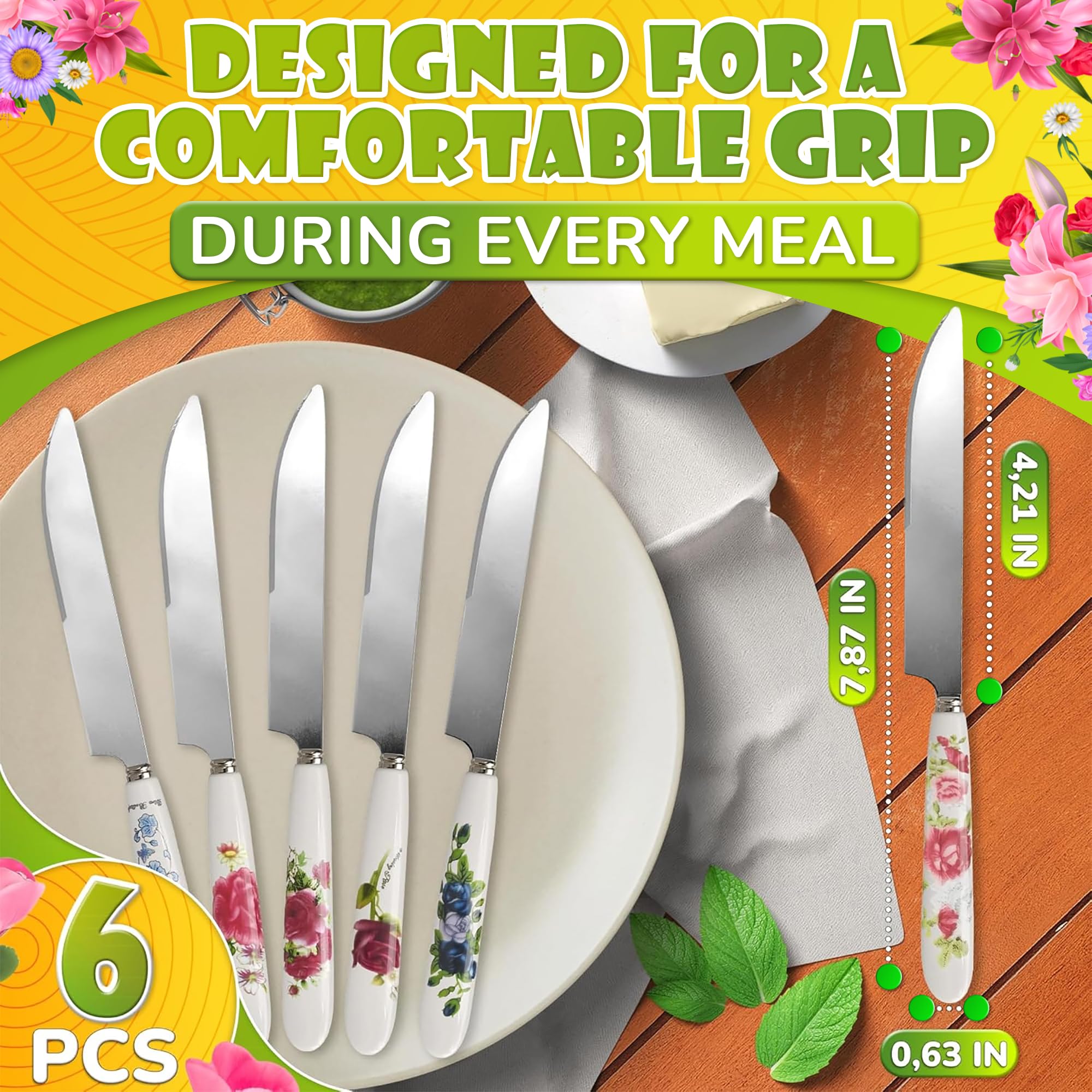 The Little Green Change: mangos ceramicos con diseno floral para agarre confortable