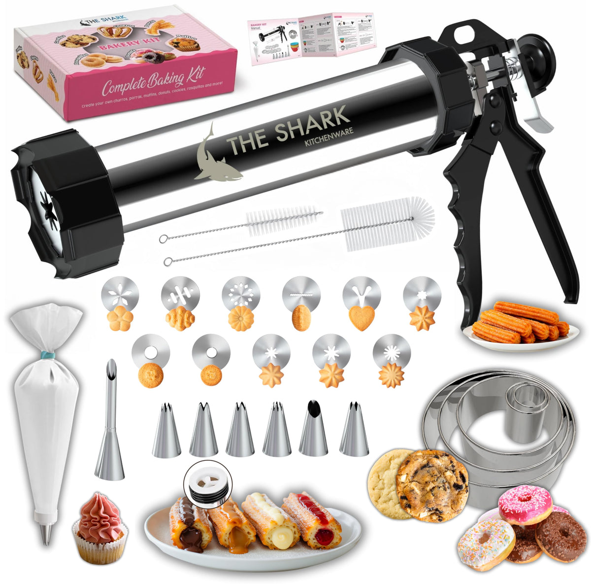 Fabricador de churros THE SHARK KITCHENWARE en base, ideal para churros caseros crujientes.