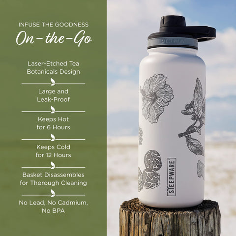 The Tea Spot Himalayan Tumbler acabado blanco, diseño limpio y práctico.