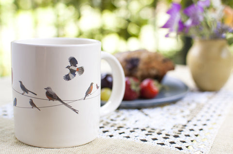 Birds on a Wire: taza apta para microondas y lavable a mano.