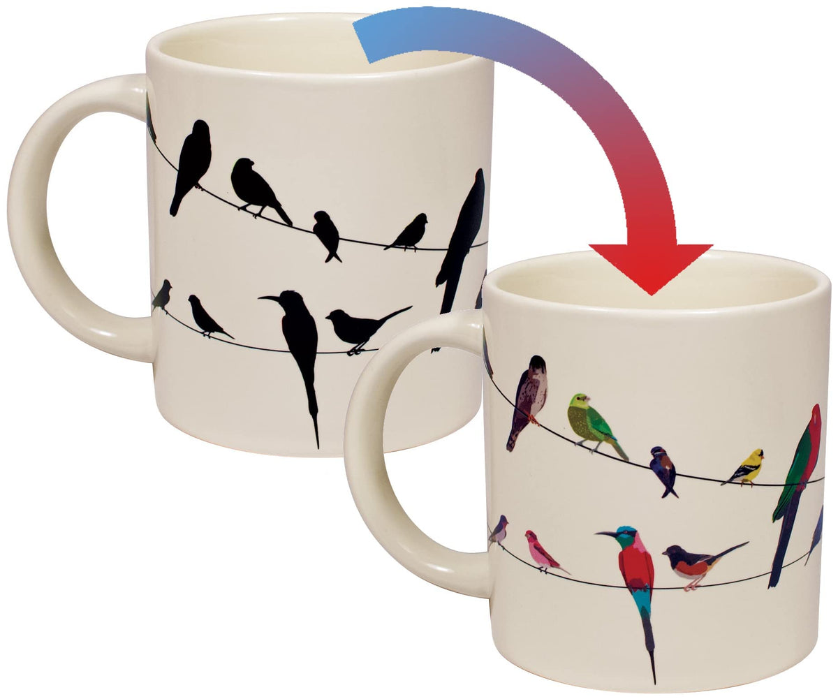 Birds on a Wire de The Unemployed Philosophers Guild: pájaros en alambre que cambian color.