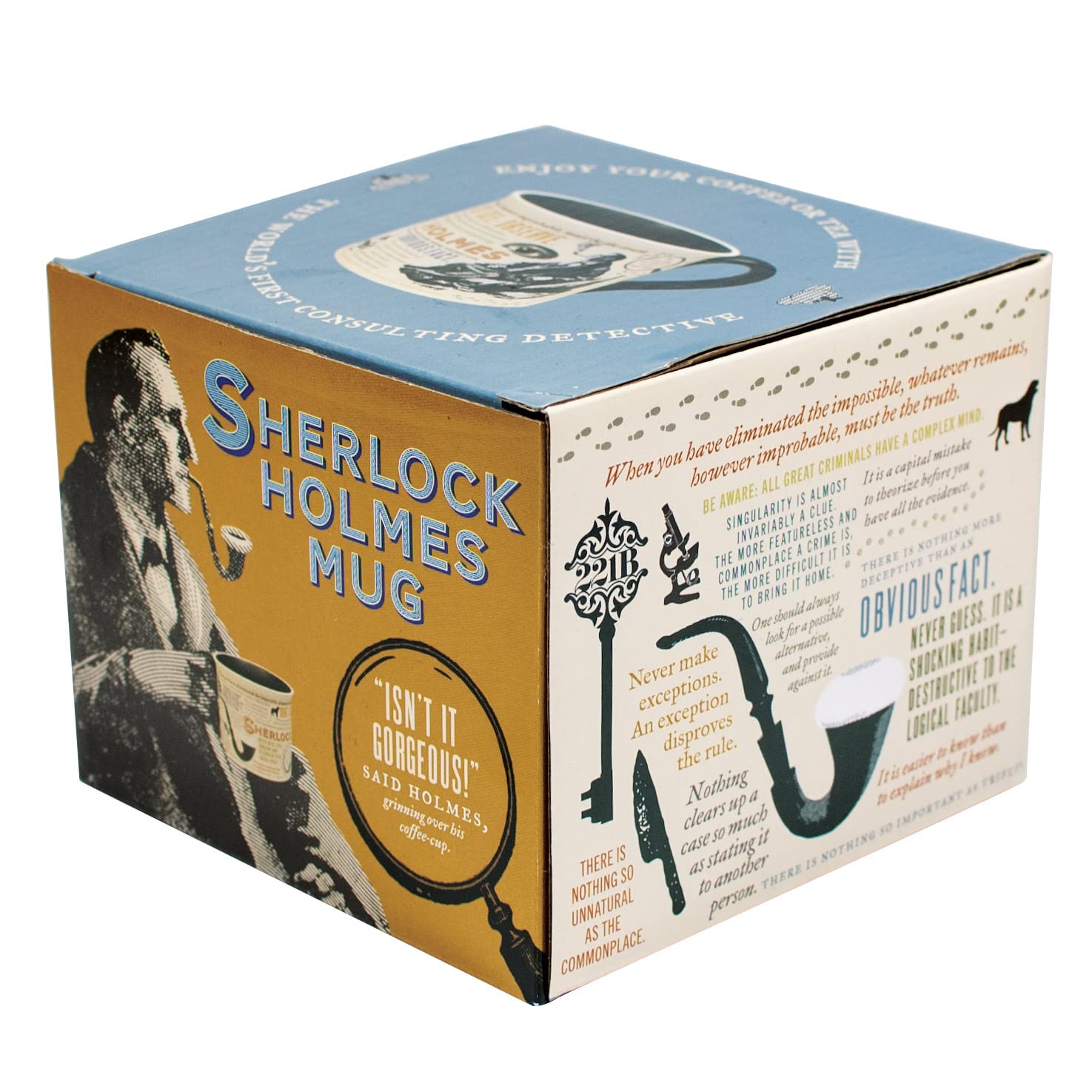 Caja colorida de The Unemployed Philosophers Guild para la taza Sherlock Holmes