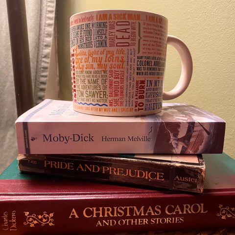 The Unemployed Philosophers Guild taza detalle de ilustraciones y citas