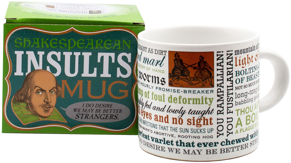 Taza The Unemployed Philosophers Guild con insultos Shakespeare, ideal para despertar con humor