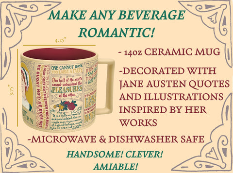 The Unemployed Philosophers Guild Taza Jane Austen detalle de ilustraciones