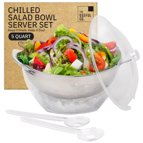 The Useful Co. bol-salada-5qt con tapa y palas, base de hielo para buffet.