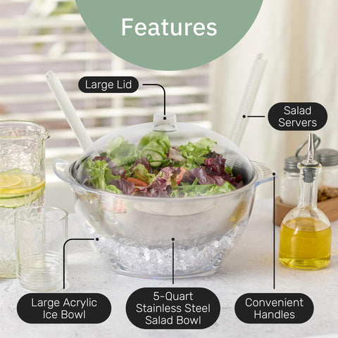 The Useful Co. bol-salada exterior acrílico transparente, ideal para presentaciones.