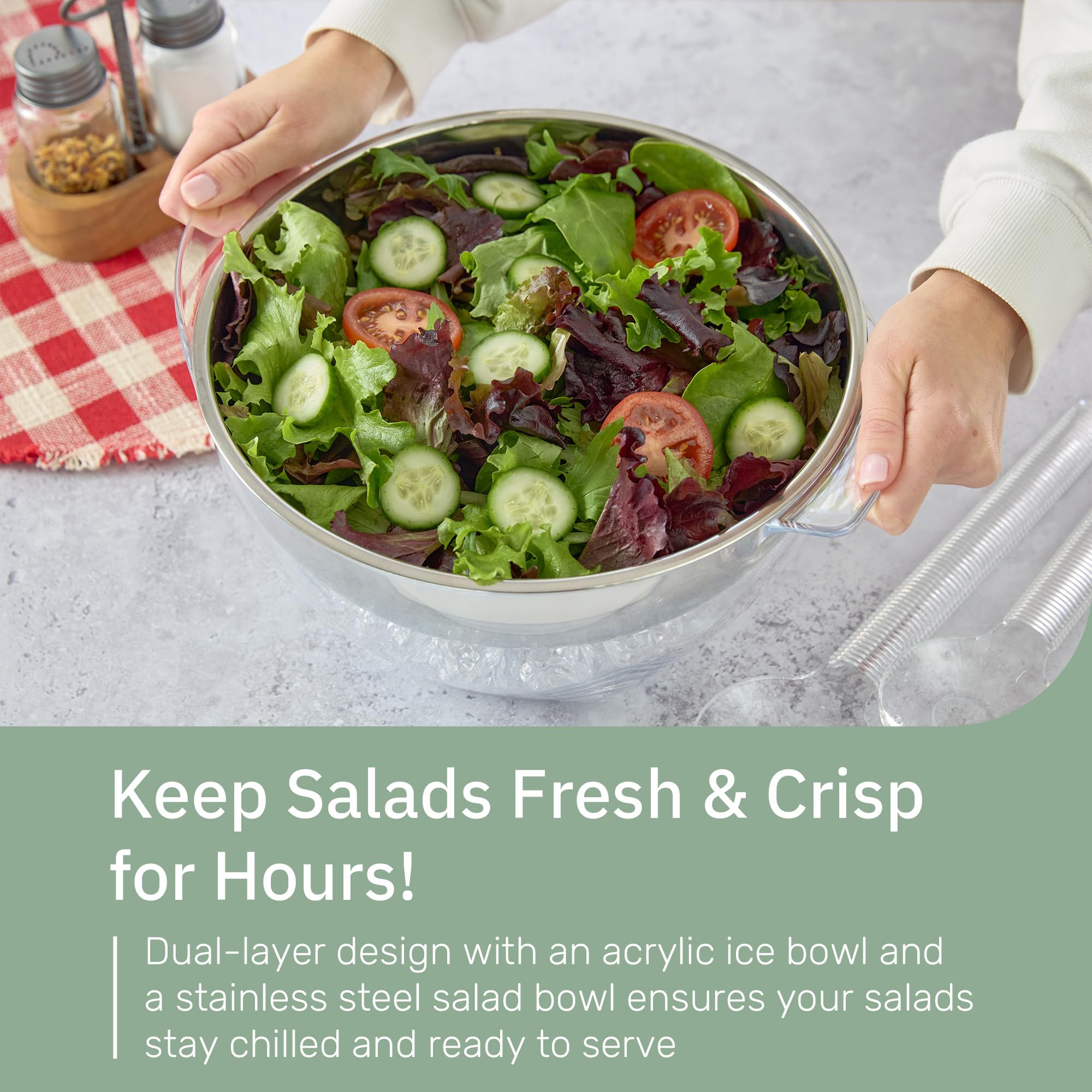 The Useful Co. tapa-ajustada para bol-salada, evita salpicaduras.