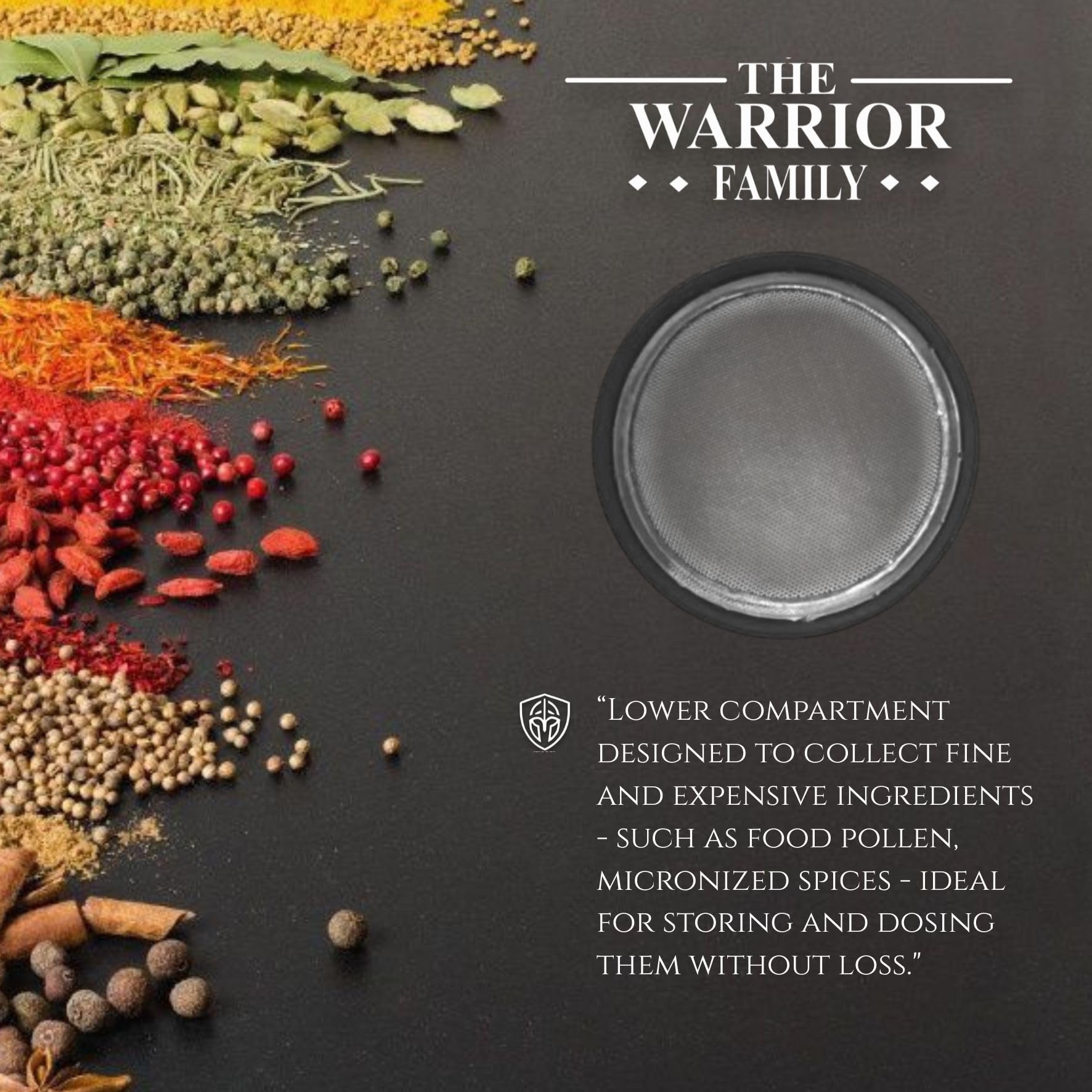 The Warrior Family cajón inferior para almacenar polvo fino y mejorar rendimiento
