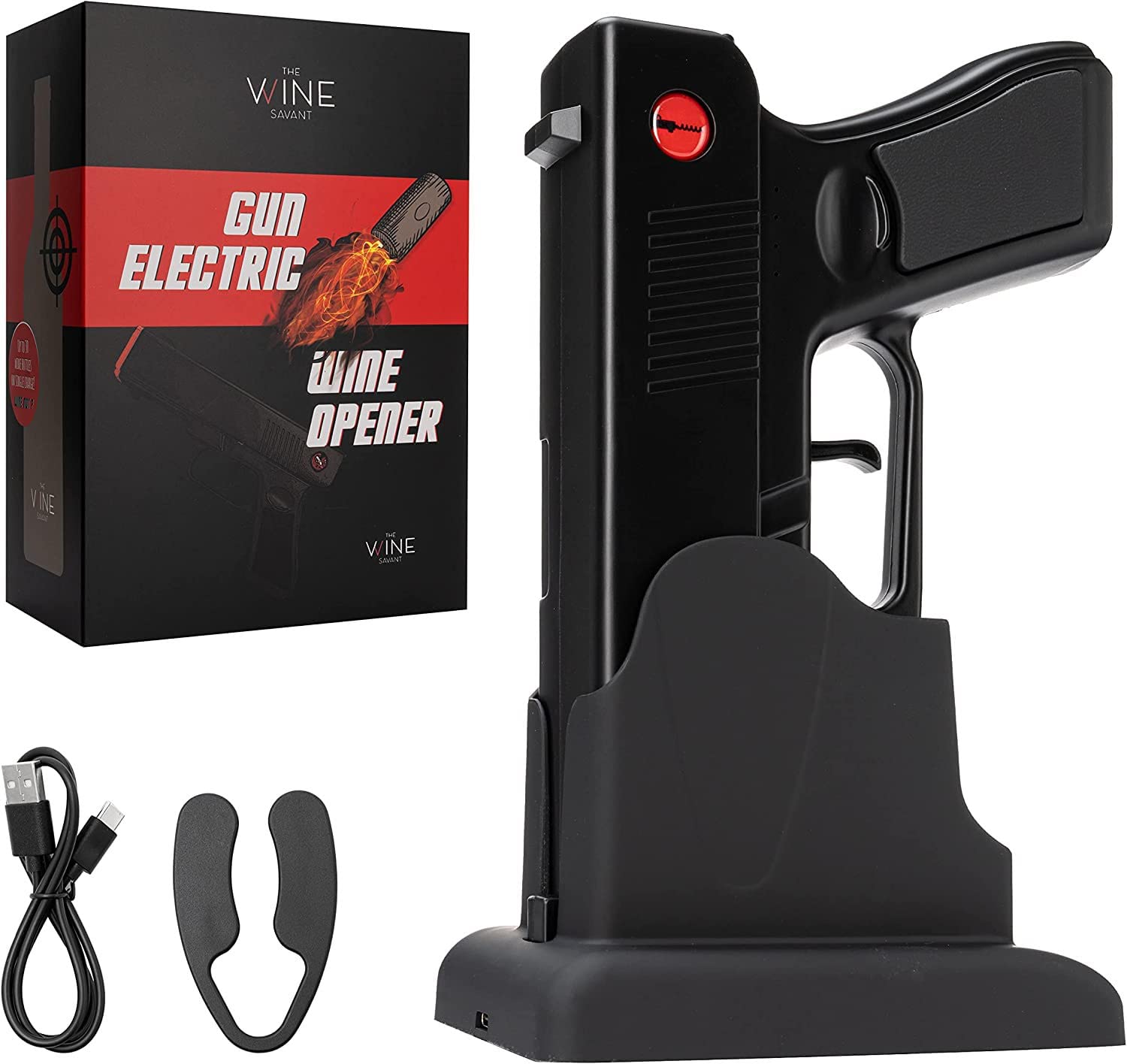 The Wine Savant base holster recargable mantiene el sacacorchos listo para usar