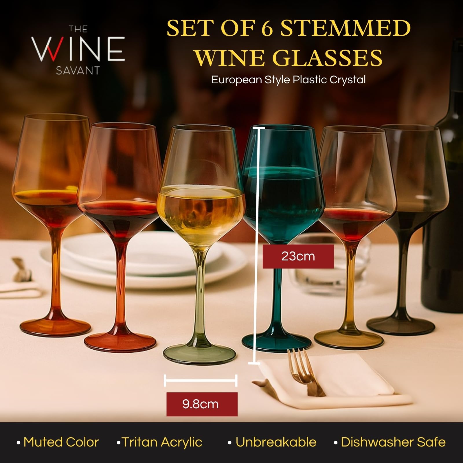 Copa de vino acrílico The Wine Savant fabricada en Tritan, duradera y segura