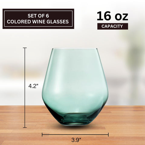 The Wine Savant copa vino colorida conjunto 6, perfecta para mesa festiva