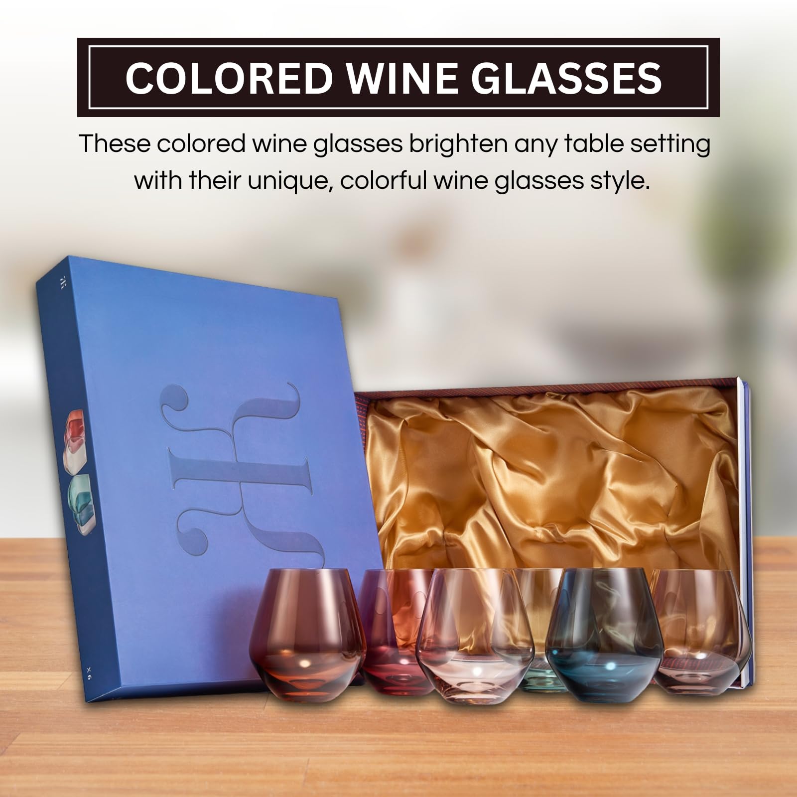 The Wine Savant copa vino colorida conjunto 6, realza la experiencia de cada sorbo