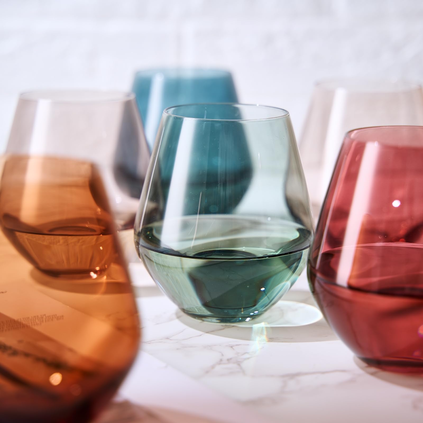The Wine Savant copa vino colorida conjunto 6, versátil para vino, cócteles y más