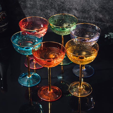 The Wine Savant copa azul vintage art deco, acabado brillante para brindar