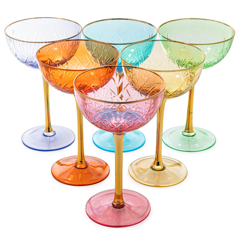The Wine Savant copa naranja vintage art deco, acento cálido para bebidas