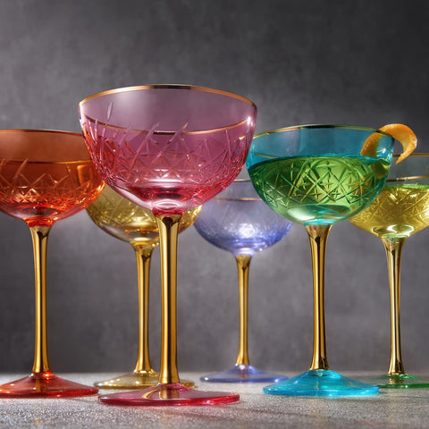 The Wine Savant copa rosa vintage art deco, color vibrante para mesa moderna