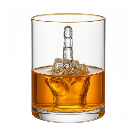 Vaso de whisky The Wine Savant con dedo medio 3D dentro del vaso, ideal para fiestas