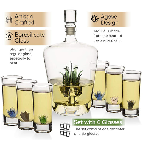 The Wine Savant detalle-artesanal-decanter-tequila: pieza artesanal con motivo de agave.