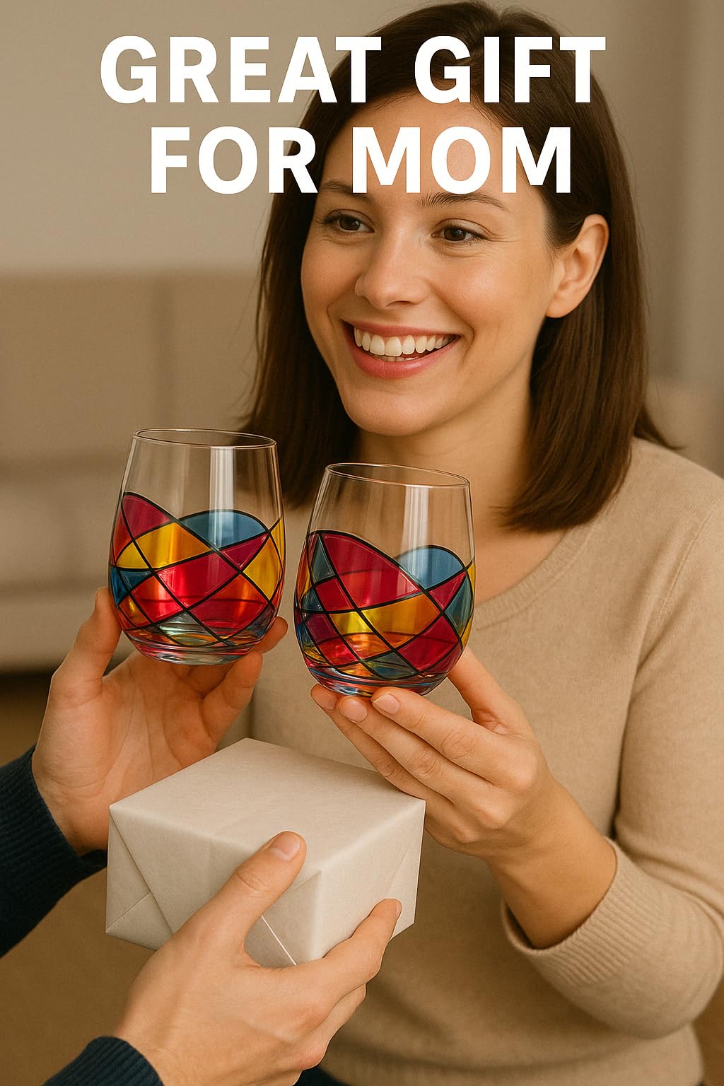 The Wine Savant set de dos vasos pintados a mano, regalo único.