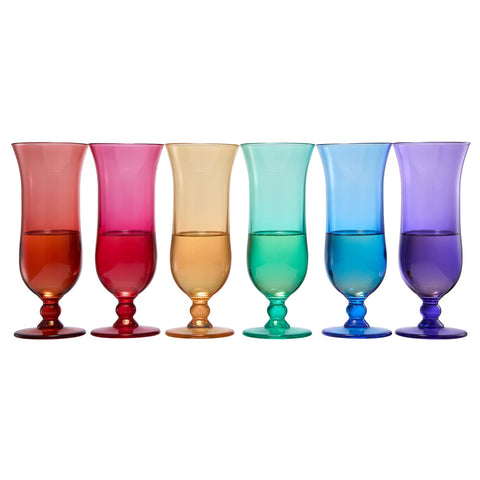 Vaso hurricane irrompible The Wine Savant en morado, diseño multicolor para cócteles.
