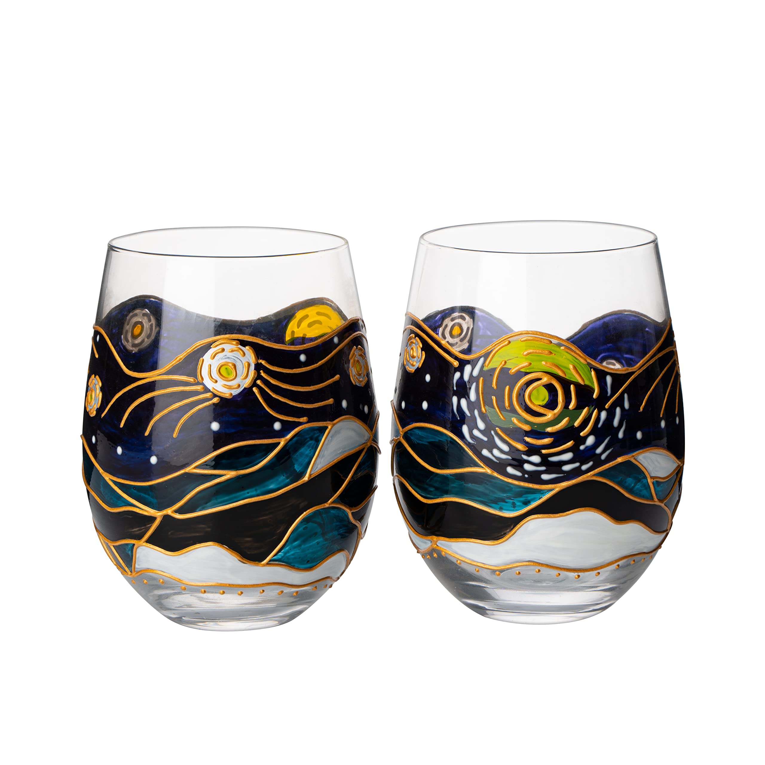 The Wine Savant Vasos Vino Van Gogh: diseño artístico para realzar la mesa