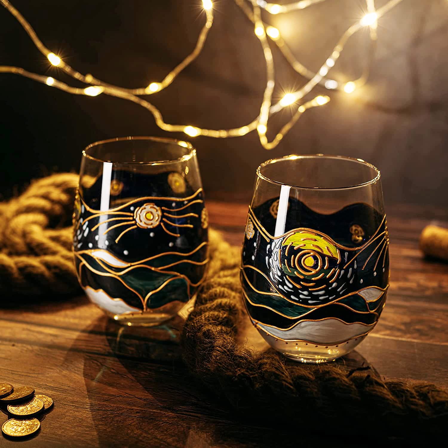 The Wine Savant Vasos Vino Van Gogh: regalo elegante para ocasiones especiales