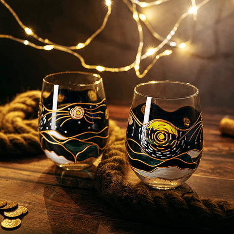 The Wine Savant Vasos Vino Van Gogh: regalo elegante para ocasiones especiales
