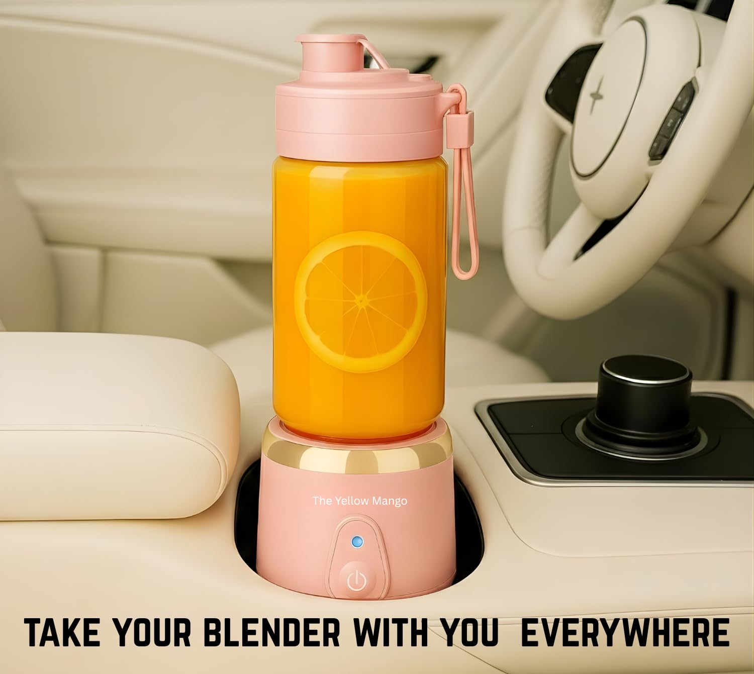 The Yellow Mango batidora con carga USB-C para movilidad sin cables.