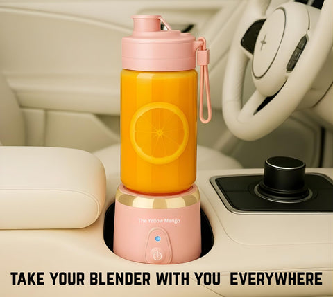 The Yellow Mango batidora con carga USB-C para movilidad sin cables.