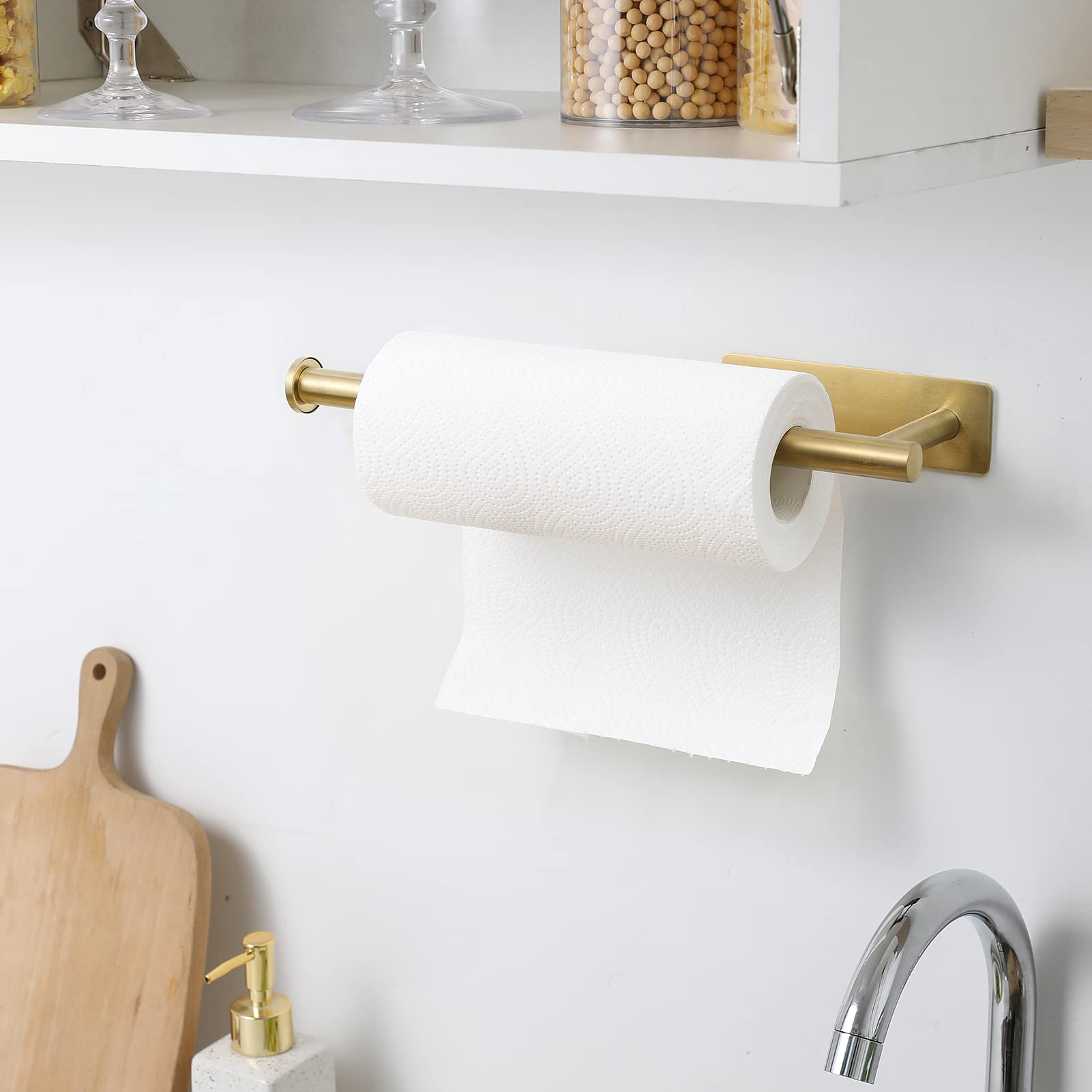 theaoo porta-papel acabado oro, opción elegante para cocinas con estilo