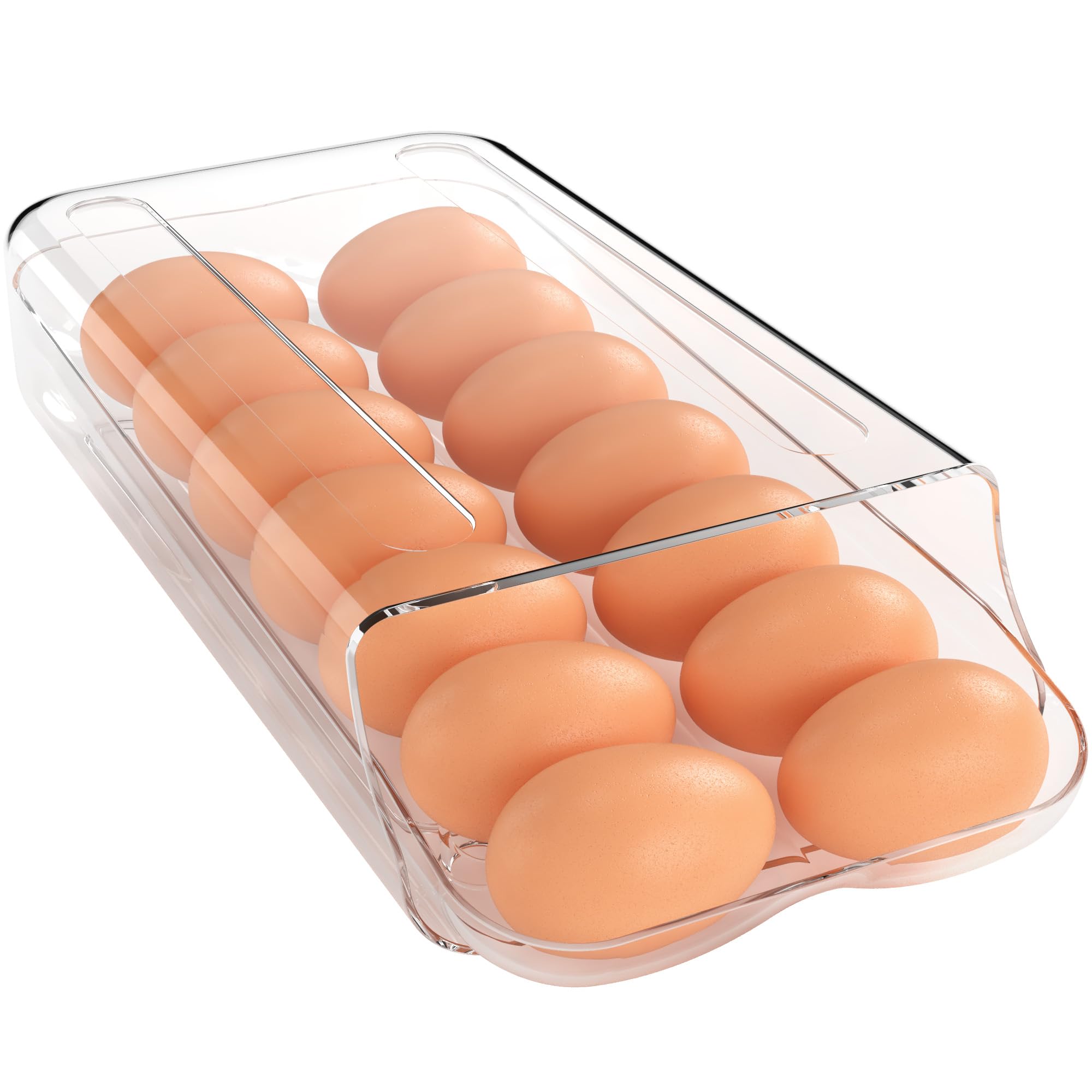 theaoo portahuevos para nevera con rodaje automático facilita tomar huevos sin golpes