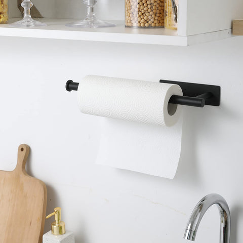 theaoo portarrollos papel cocina negro mate versatil para utensilios