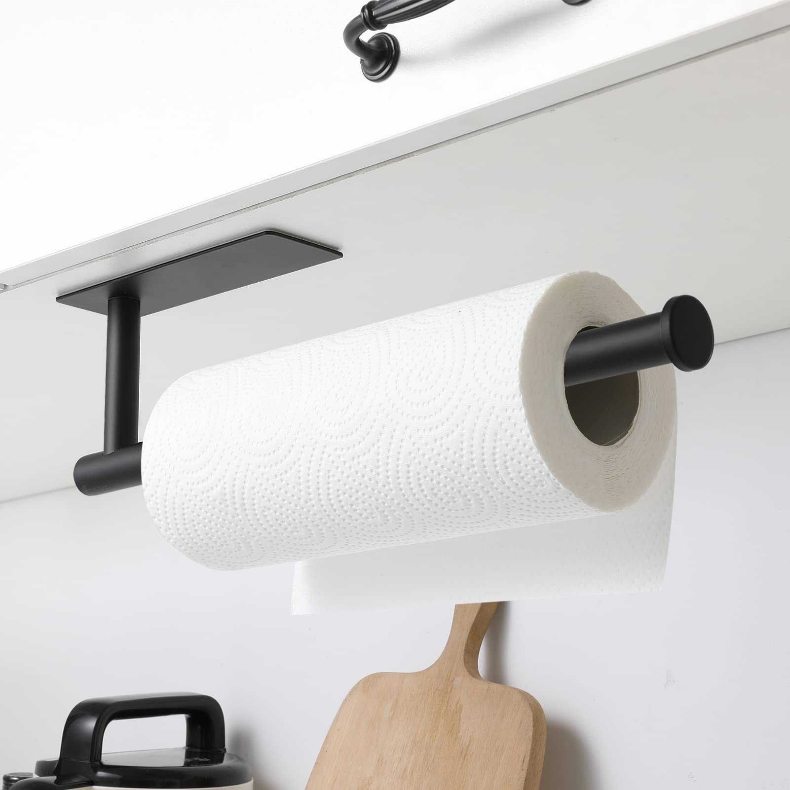 theaoo portarrollos papel cocina negro mate con tornillos instalación estable en pared