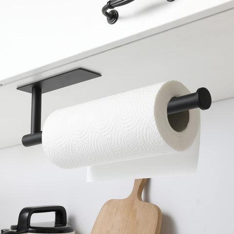 theaoo portarrollos papel cocina negro mate con tornillos instalación estable en pared