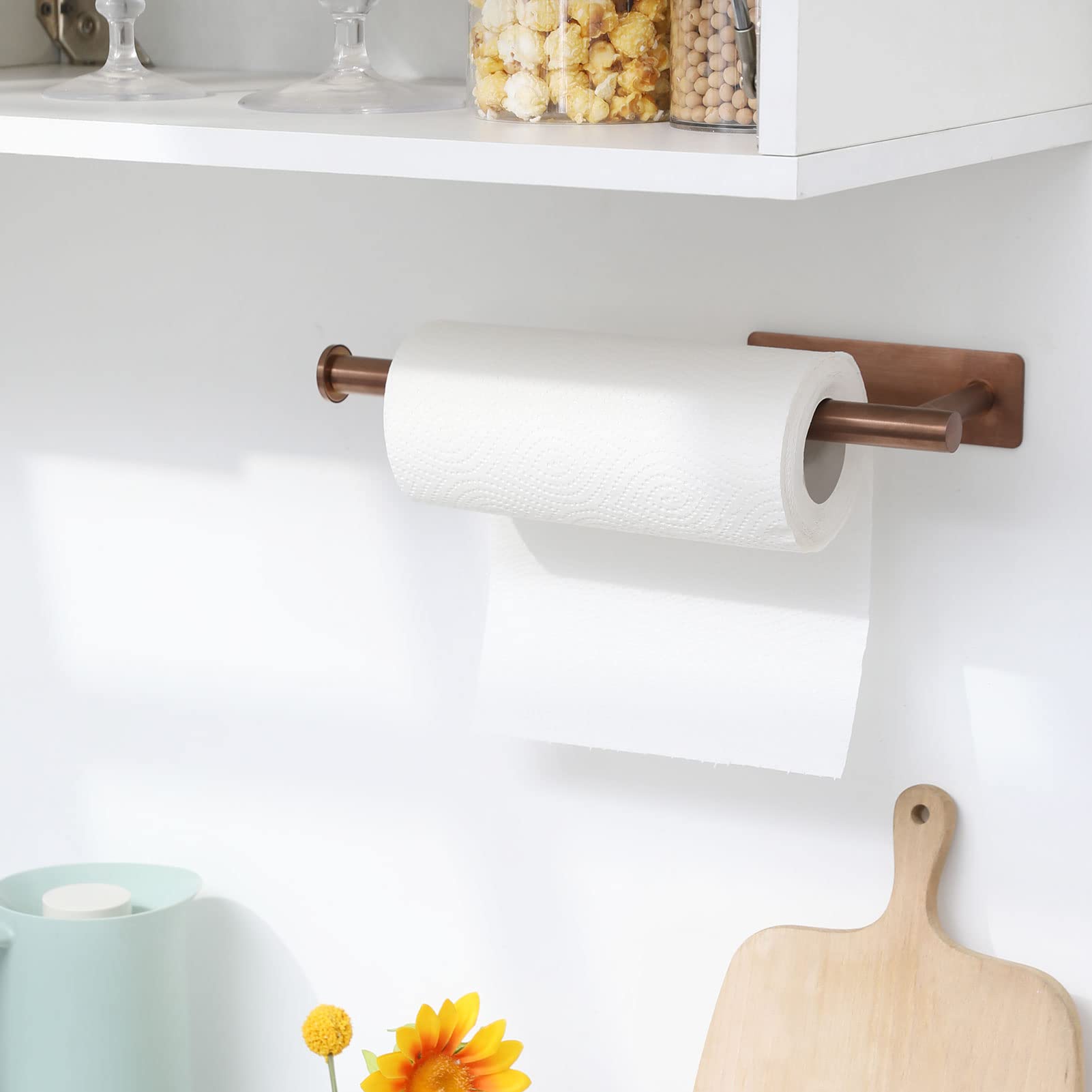 theaoo porta-rollos de pared rosa dorado, organización rápida en baño.