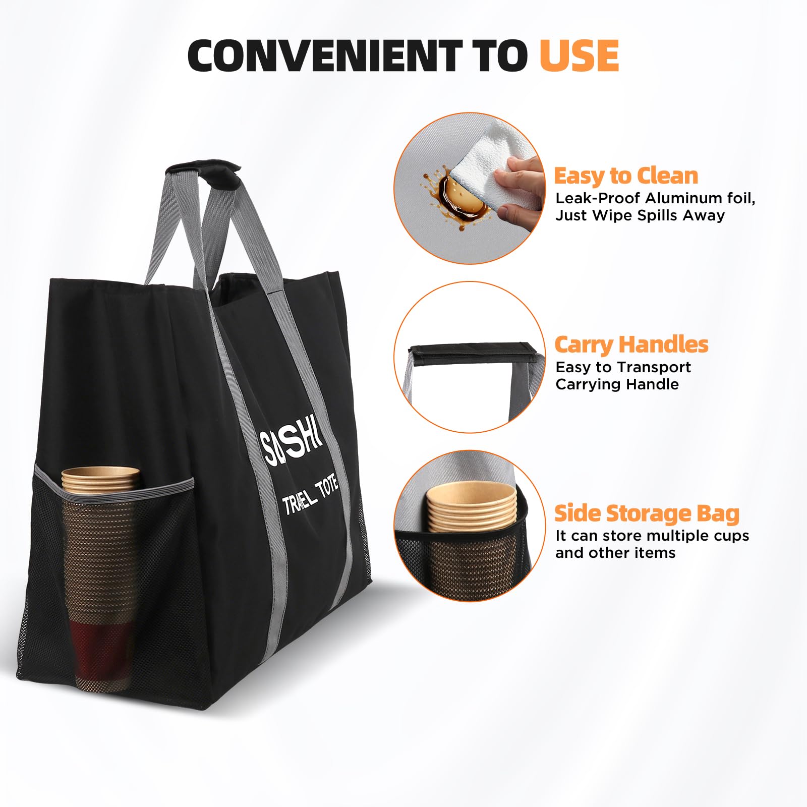TheClouds Bolsillos laterales de malla para bebidas y accesorios útiles.